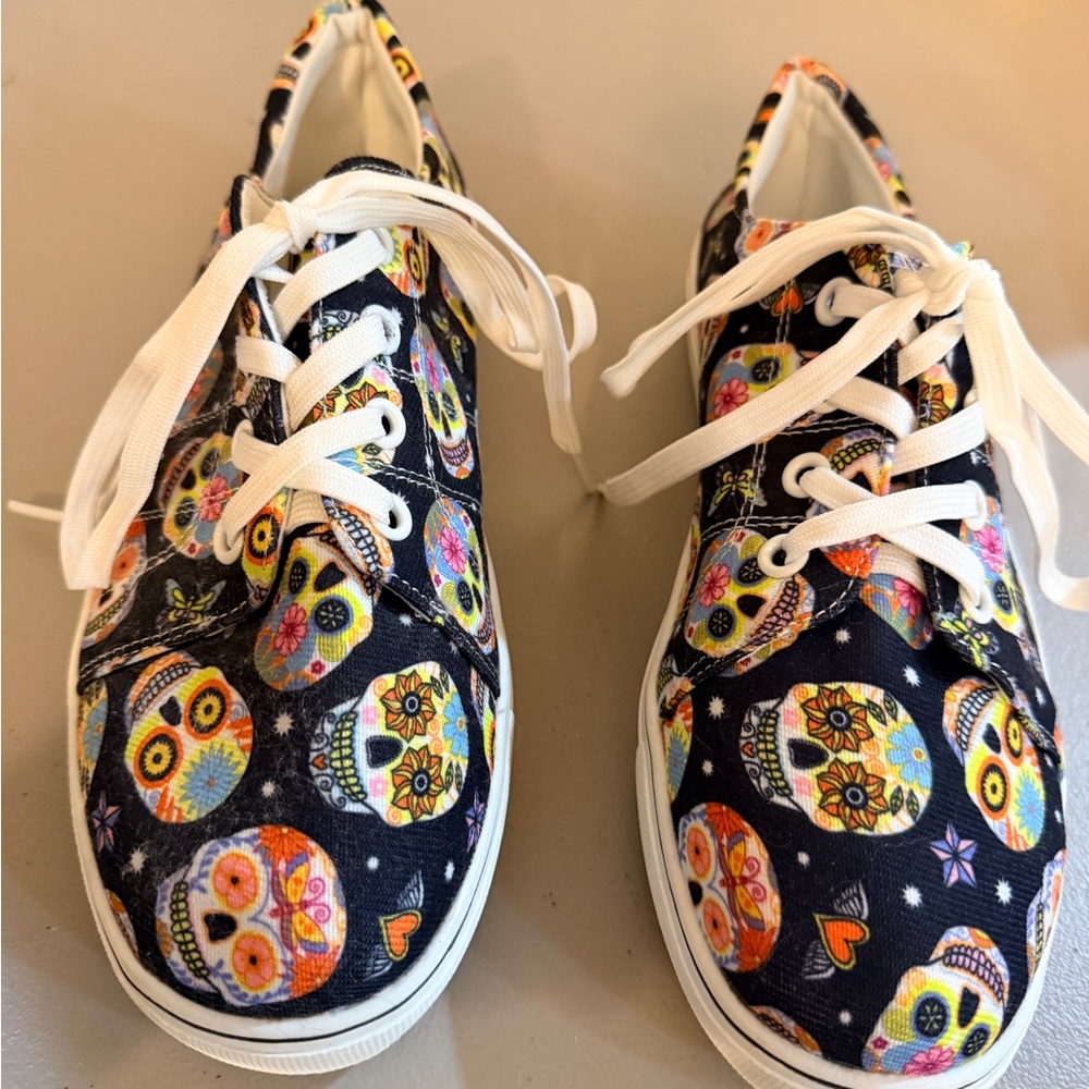 Colorful Sugar Skull Sneakers Women’s Size 8.5-9